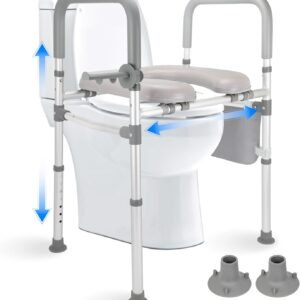 Raised Toilet Seat Riser for Seniors & Disabled - Adjustable Height/Width (15.6"-20.9") with Arms, 400lb Capacity