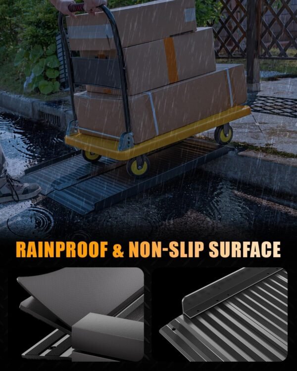 VNN Portable Wheelchair Ramp 4FT, Black Seamless Non-Slip Aluminum Folding - Image 6