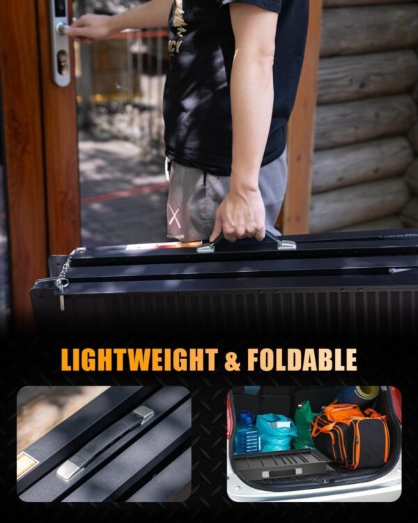 VNN Portable Wheelchair Ramp 4FT, Black Seamless Non-Slip Aluminum Folding - Image 2