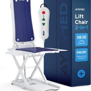 AYDMED 2-in-1 Lift Chair | Portable Cordless Rechargeable Electric Floor & Bath Chair Lift | Strong & Secure Engineering | Advanced Lifting Power with 308 lbs Lift Capacity | Waterproof & Dustproof